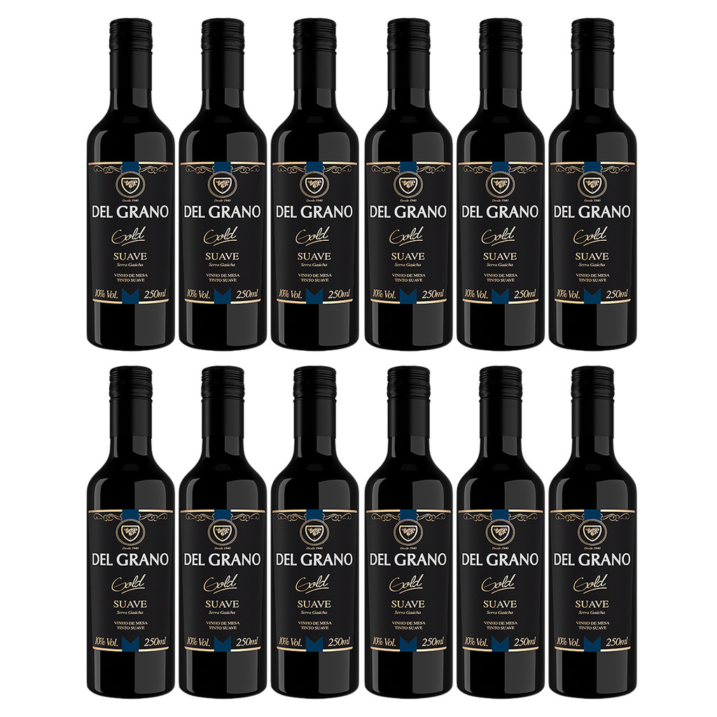 Vinho Tinto Gold Suave Doce da Serra Gaúcha Del Grano 250ml Kit 12 Un ...