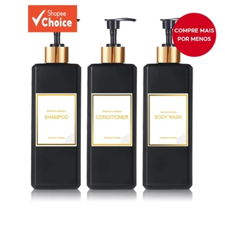Conjunto de 3 peças de garrafa quadrada Freesia + etiqueta pequena dourada