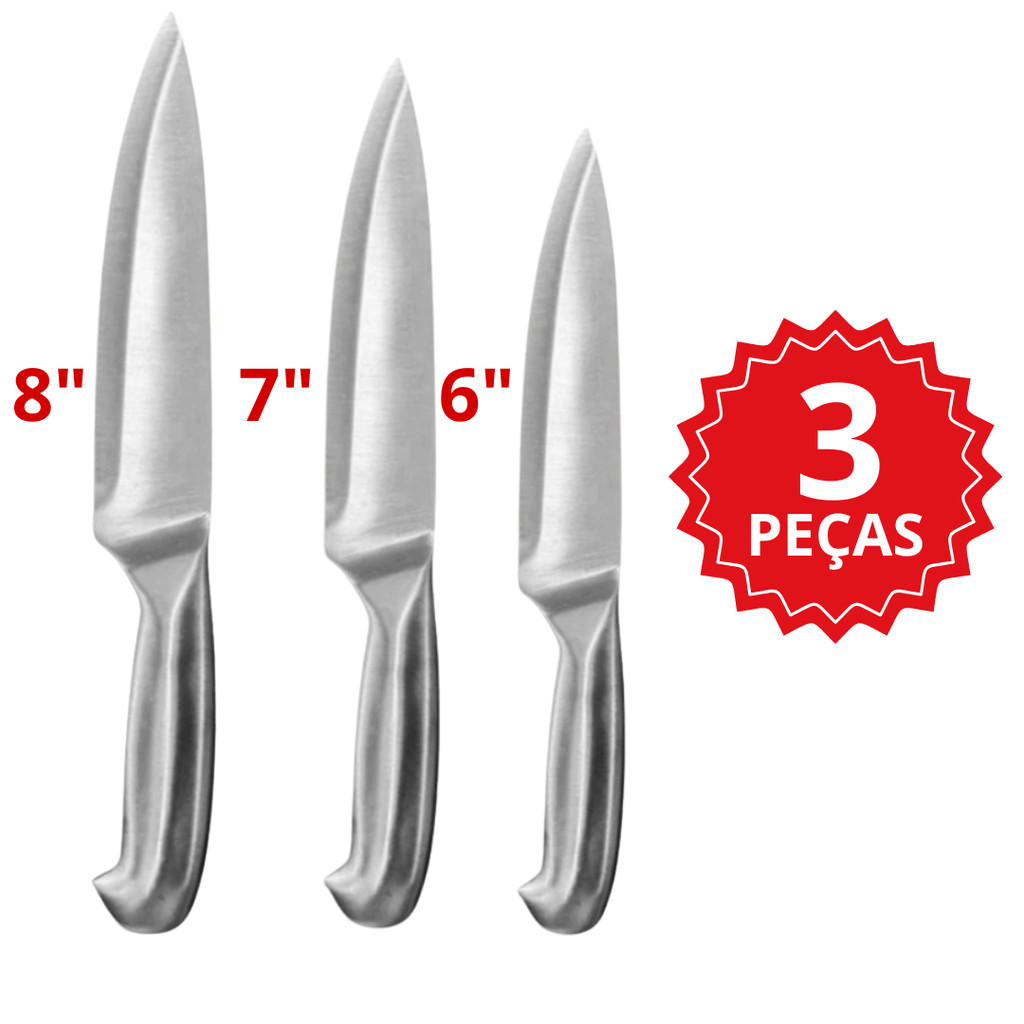 Faca Profissional Aço Escovado Faca Peixeira 6 7 8 Polegadas Açougue ...