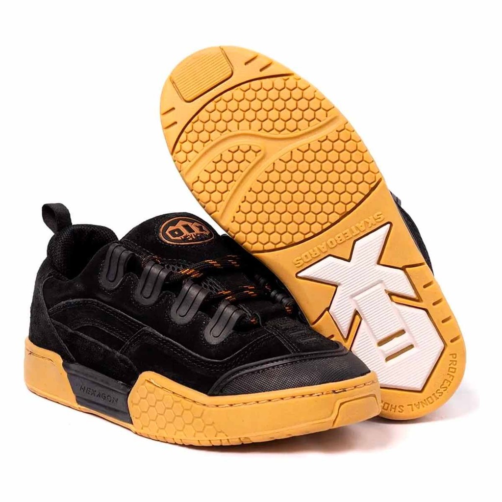 Tênis Skate Retrô Hexagon Couro Natural Nobuck Original Qix