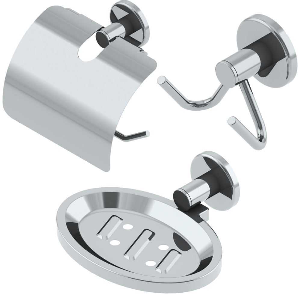 KIT BANHEIRO 3 PEÇAS AÇO INOX Papeleira c/ Proteção + Saboneteira ...