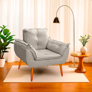 Poltrona Opala para Sala Decorativa e Quarto Suede - Jylcrom