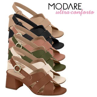Sandalia Feminina Modare Salto H Ortopédica Macia Fivela Flat Original Confortável Básica Slide Casu