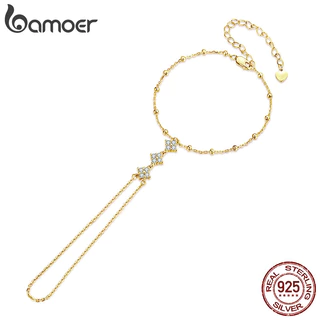 Bamoer 925 Prata Esterlina Pulseira Anel De Ouro Corrente Design Criativo Moda Jóias Presente Feminino em Oferta na Shopee