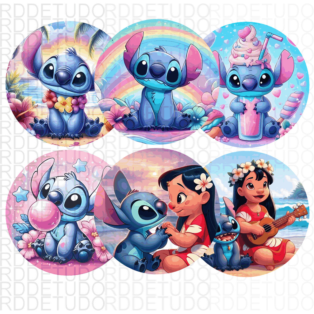 Kit De 140 Etiquetas Adesivas Lilo e Stitch Angel | Adesivo Redondo ...