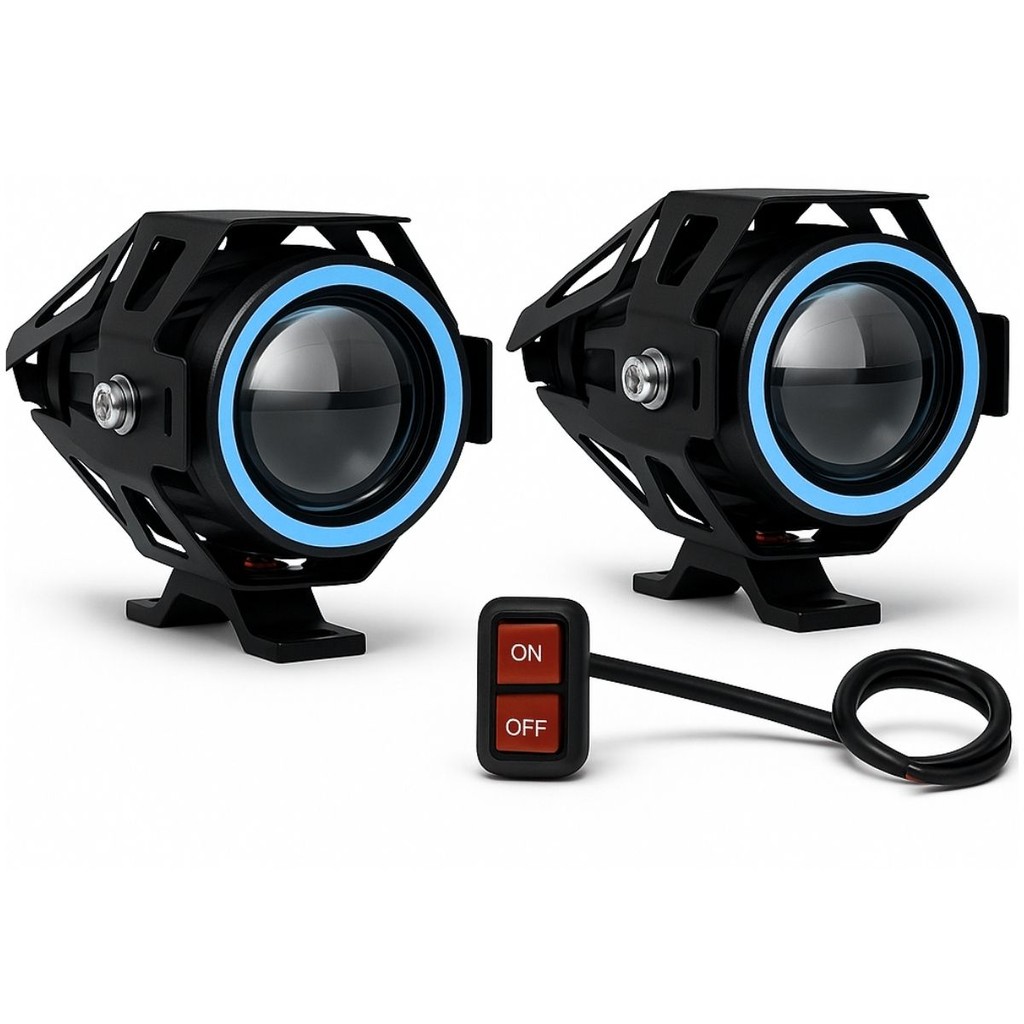 Par Farol De Milha Led Auxiliar Para Moto U7 Neblina Forte Potente