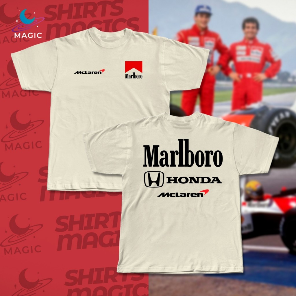 Marlboro Honda F1 ボディ Camiseta Premium Mclaren Honda Malboro Corrida F1 100% Algodão