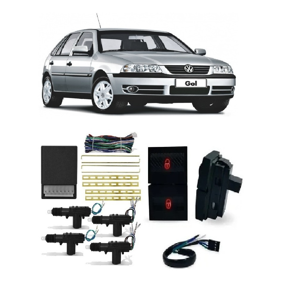 Kit Trava Elétrica Gol G3 G4 4 Portas Com Botão Modelo Original ...