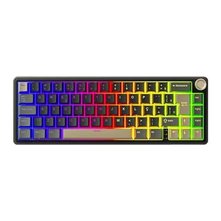 Teclado Mecanico Gamer Royal Kludge RKR65, RGB, ABNT2, Switch Brown, Preto e Dourado,RKR65-PT-BW-POR em Oferta na Shopee