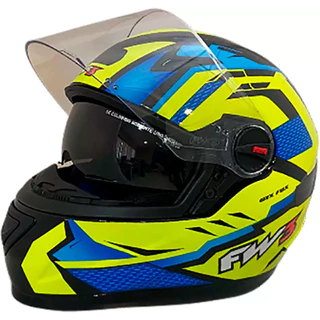 Capacete Moto Integral Fechado Gtx Fox Com Óculos Interno Cor Amarelo com Azul Tamanho 56 - Fw3 em Oferta na Shopee