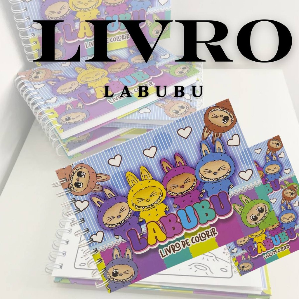 Livro de Colorir Labubu Fofo Infantil Caderno de Desenho para pintar 50 ...
