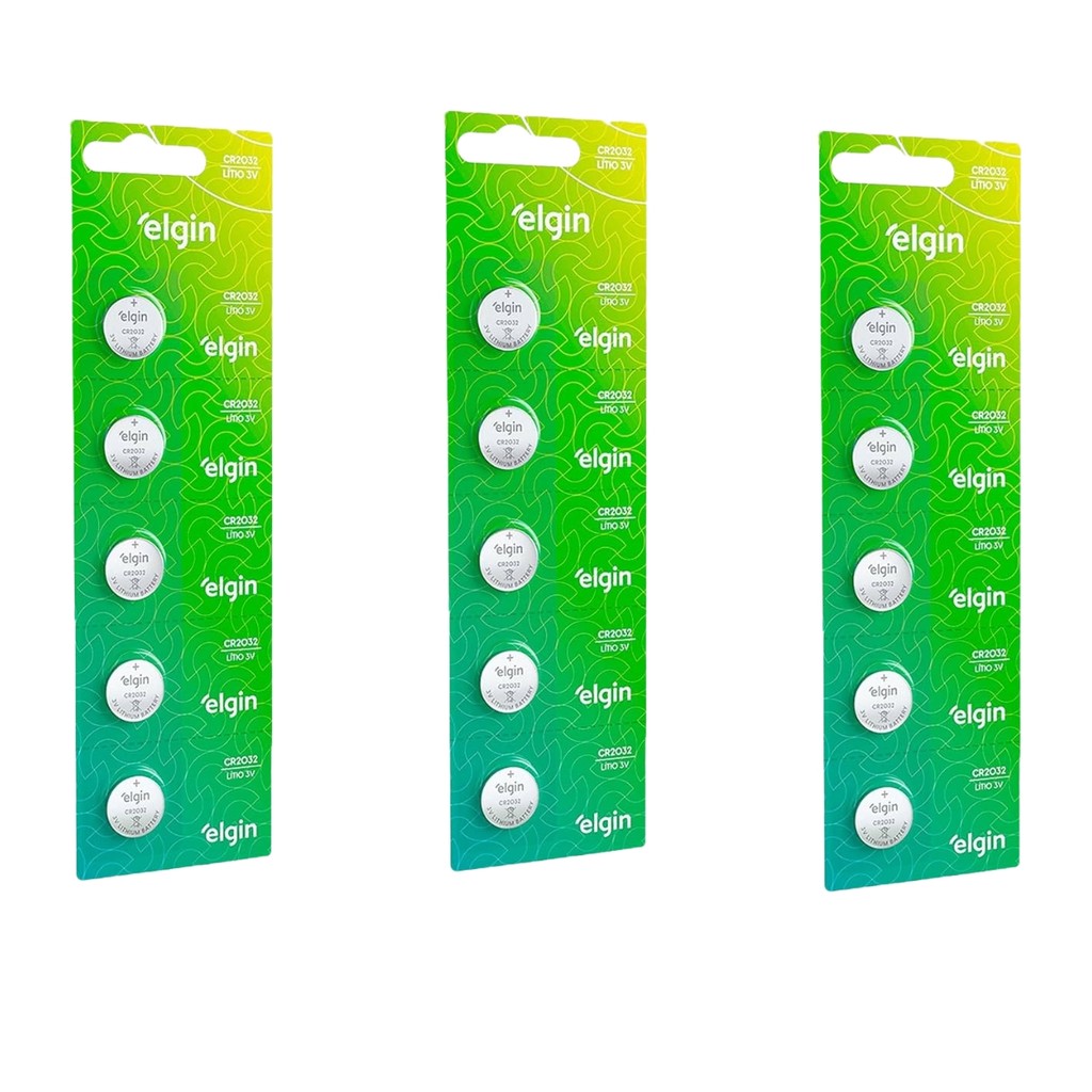 Bateria Pilha ELGIN CR 2032 Cartela 5,10 ou 15 Unidades