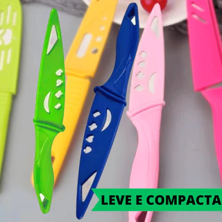 Combo 24 Faca de Cozinha Coloridas Para Cortar Descascar Frutas Legumes Aço Inox Com Capa Protetora