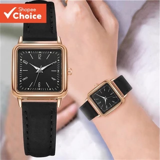 Retro Quadrado Minimalista Relógio De Quartzo Pulseira Couro Mostrador Árabe Preto Vermelho Verde Para Trabalhar Mulhere em Oferta na Shopee