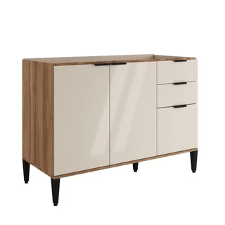 Balcão de Cozinha Miami 1200mm 2 Portas 3 Gavetas Sem Tampo Carraro Freijó com Off White em Oferta na Shopee