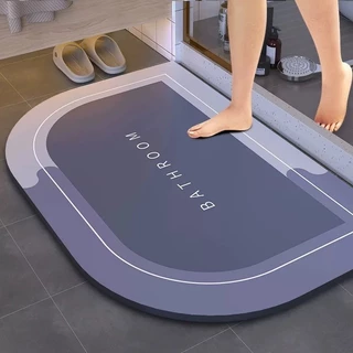 Tapete de Banheiro Super Absorvente Antiderrapante Secagem Rápida Chuveiro Cozinha Varanda 38*58*4