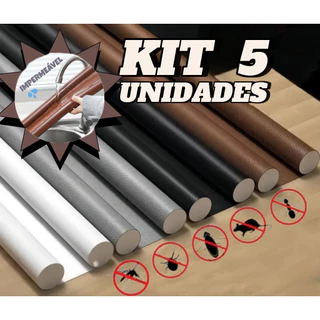 Kit 5 Veda Porta Ajustavel Protetor de 80cm Rolinho Impermeável Vedação De Porta Madeira e Vidro