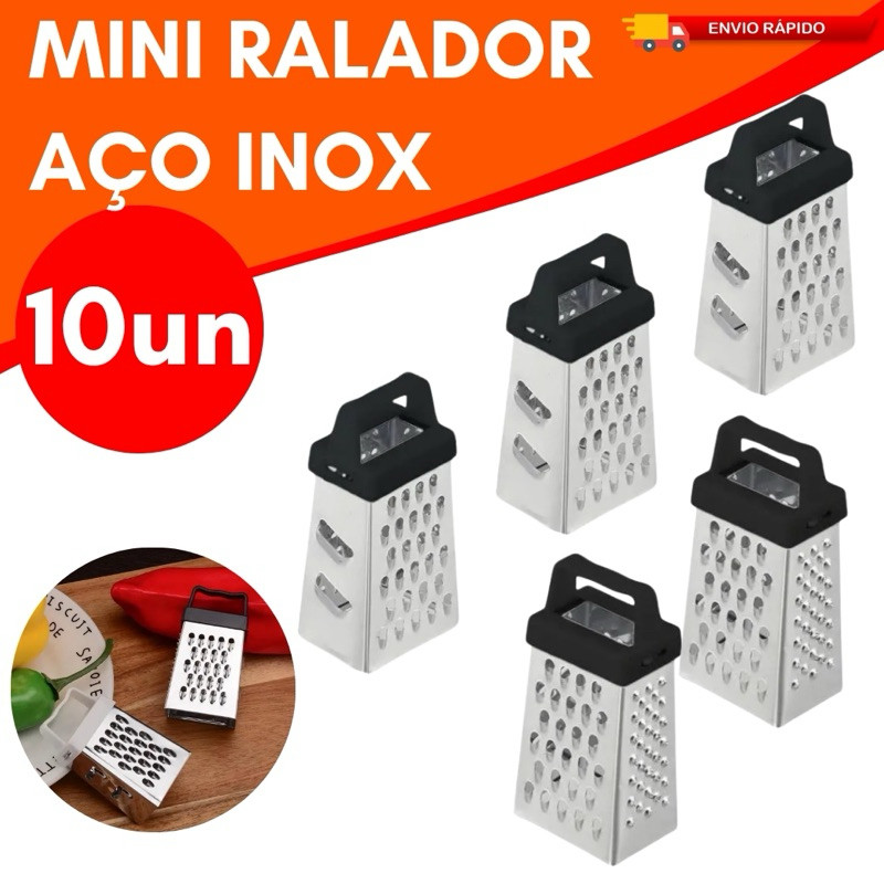 Kit 10 Mini Ralador 4 Faces Inox Com Ima Rala Legumes Multifuncional ...