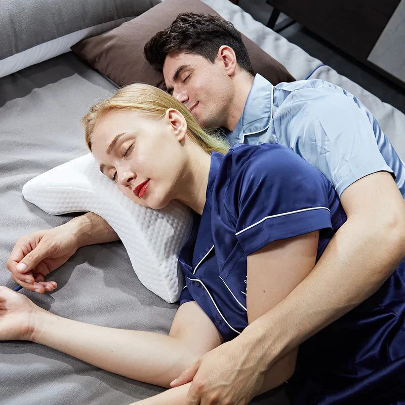 Travesseiro de Dormir Casal Travesseiro Braço Lento Rebound Pressão Cuddle Travesseiro Memória Espuma Vi