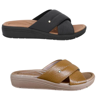 Tamanco Anabela Usaflex Feminino Preto Linha Enfeite plataforma ortopédica em Oferta na Shopee