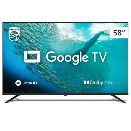 Smart TV Philips PUG7019 4K UHD de 58 Google TV Dolby Vision Atmos e Google Assistente