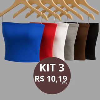 Kit 3 Cropped Feminino academia,Top Faixa Tomara Que Caia Suplex Forro Duplo