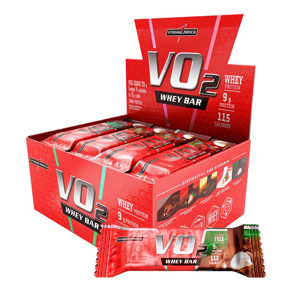 Whey Bar 9g Proteína VO2 – Barra Proteica Whey | Baixa Caloria | Low ...