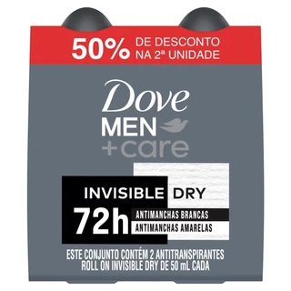 Desodorante Dove Roll-On Men Invisible Dry 50ml - Embalagem com 2 Unidades em Oferta na Shopee