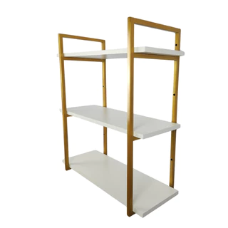 Prateleira Industrial Suspensa Organizador 3 Níveis Dourado MDF 90cm em Oferta na Shopee