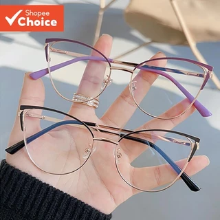 Óculos De Metal Olho De Gato Da Moda Femininos Com Bloqueio De Luz Azul