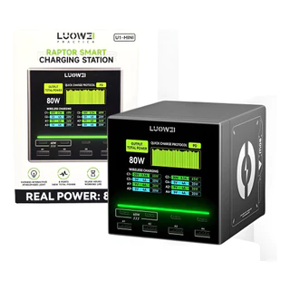 Carregador Usb Fast Rápido Luowei U1 Mini 80w 8 Portas 4 portas USB Tipo-A + 4 portas USB Tipo-C Bivolt