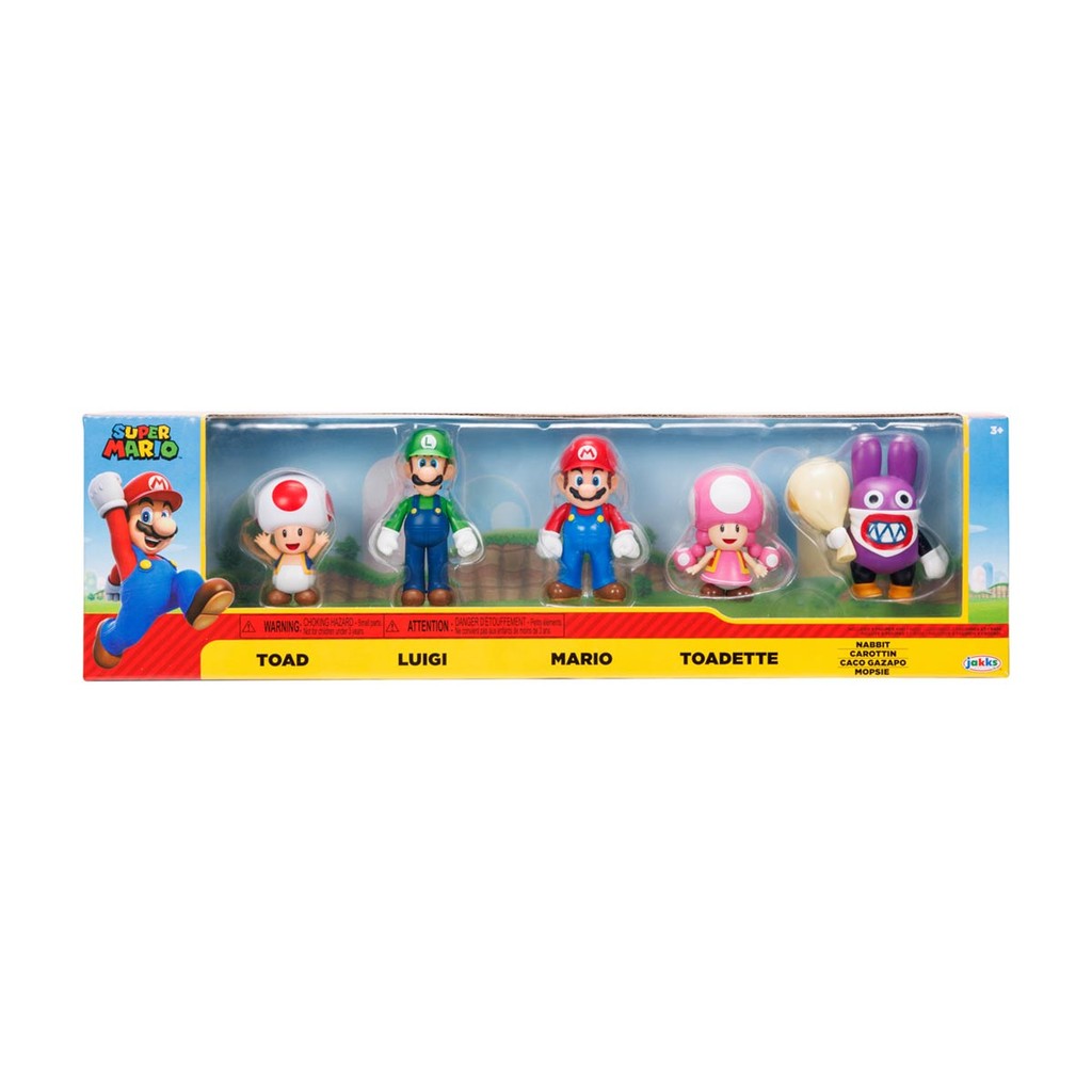5 Bonecos Toad, Luigi, Mario, Toadette, Nabbit - Super Mario em Oferta na Shopee