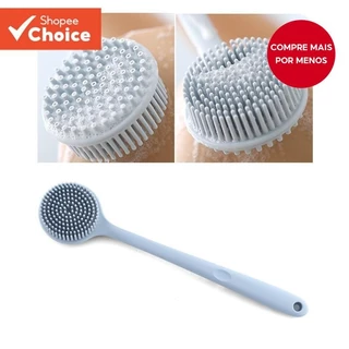 Escova De Banho Dupla Face Corpo Com Cabo Longo De Silicone Massagem Costas