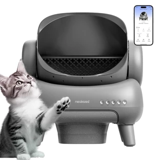 Neakasa Caixa de areia para gatos com tampa aberta e autolimpante, caixa de areia automática para gatos com controle app