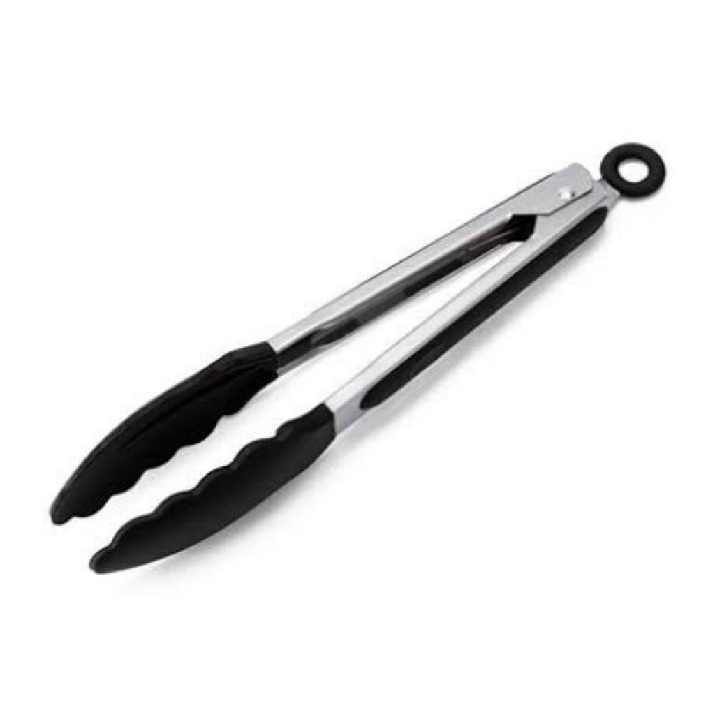 Pegador Pegadores De Aço Inox E Silicone Durável Multiuso Universal 27cm Utensilio Cozinha Vermelho Preto