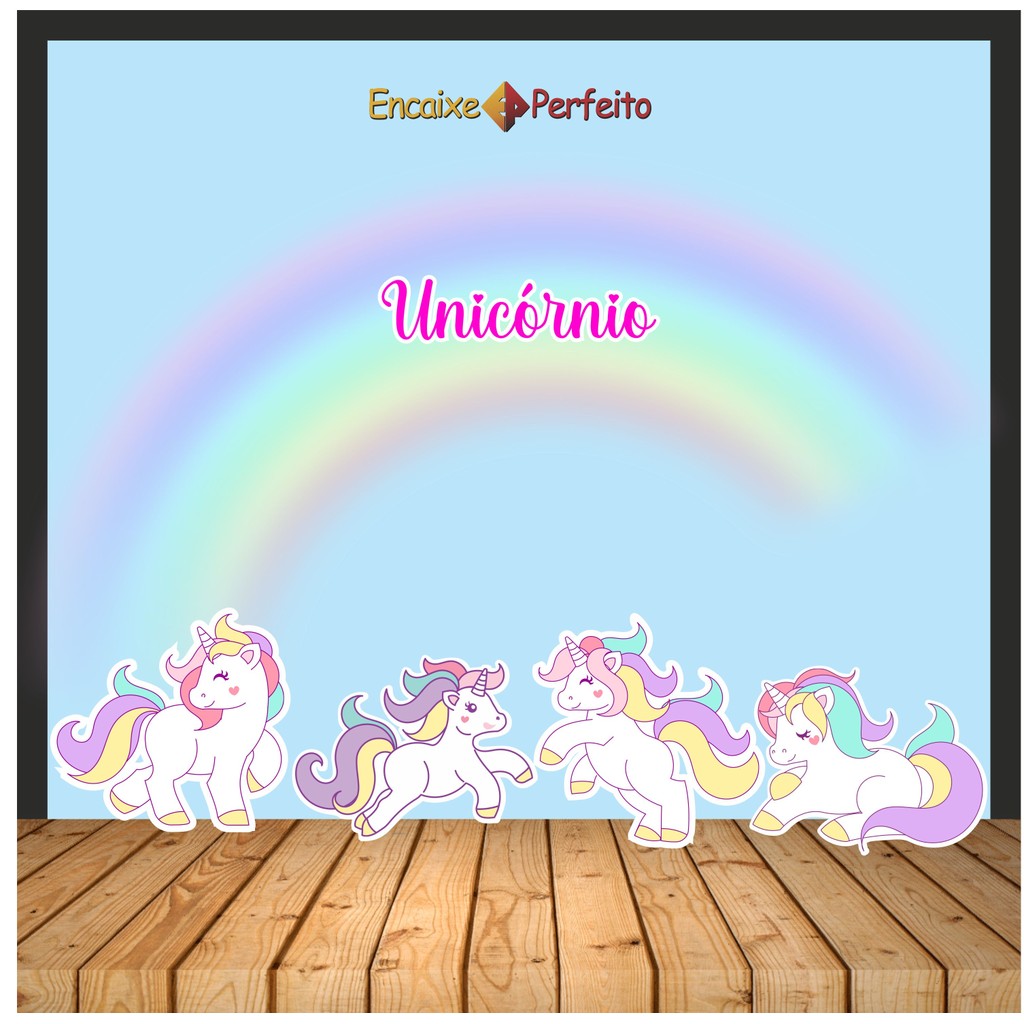 Kit 4 Displays de Mesa Unicórnio - Unicórnio, Arco Iris, Totem, Decoração de mesa