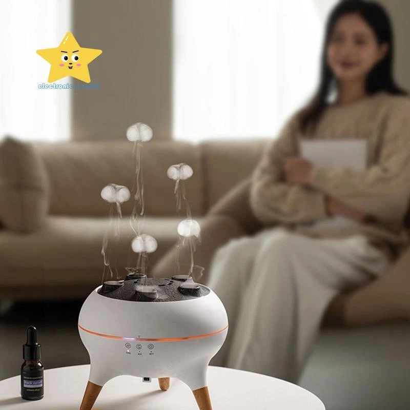 Difusor Dinâmico De Óleos Essenciais, Aromas Para Ambientes, Umidificador Água-Viva Com Controle Remoto, 7 Luzes Que Mudam Cor, 2 Modos Pulverização, Temporizador 4 Horas E 8 Horas, Desligam