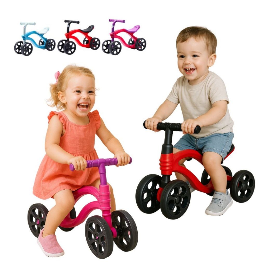 Bicicleta de Equilíbrio 4 Rodas Para Bebê Sem Pedal Andador Infantil ...
