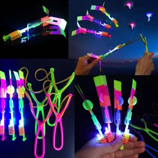 Kit5/10/15/20/25/30Cabeça voadora de LED com foguete estilingue helicóptero brinquedo infantil