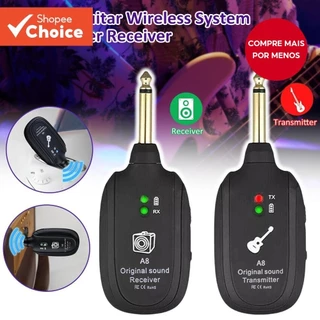 A8 UHF Guitarra Sistema Sem Fio Transmissor Receptor Embutido Recha rgeable De Para Elétrica Baixo