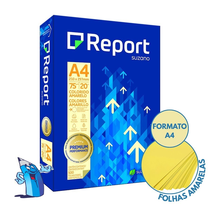 PAPEL SULFITE A4 REPORT FOLHA AMARELA 500 FOLHAS RESMA | Shopee Brasil