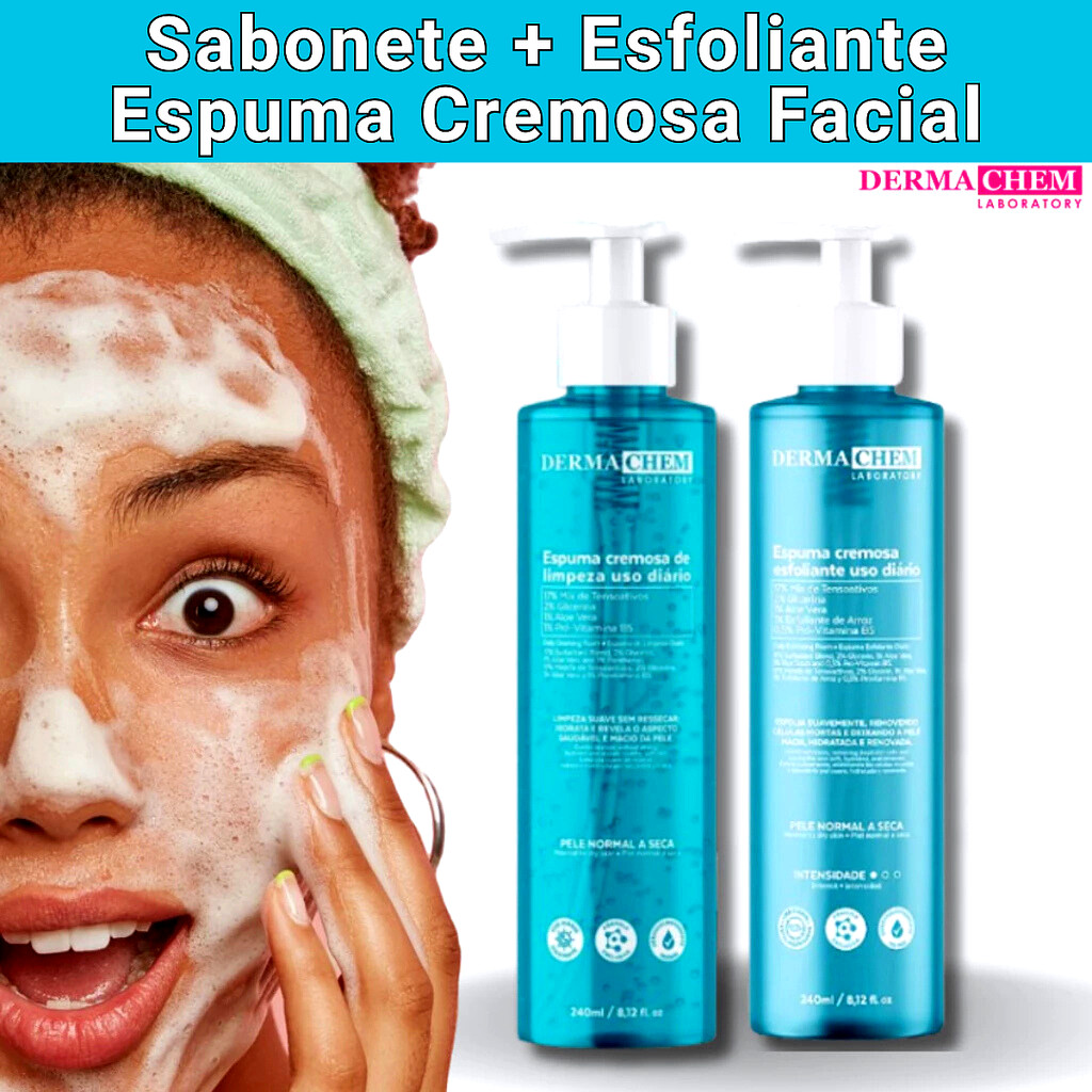 Kit Skincare Sabonete Facial + Esfoliante Espuma Cremosa com Aloe Vera ...
