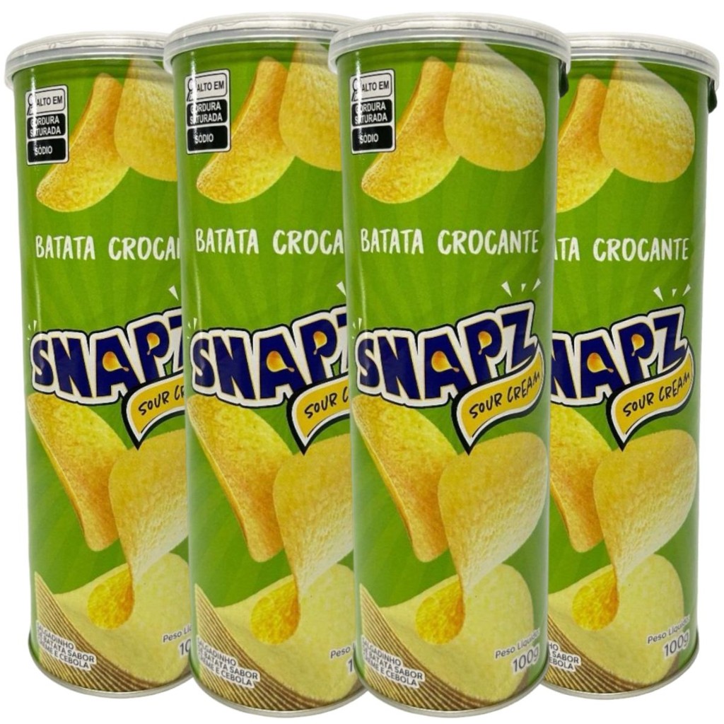 Kit 4 Batata Chips Snapz Creme e Cebola Tubo 100g | Shopee Brasil