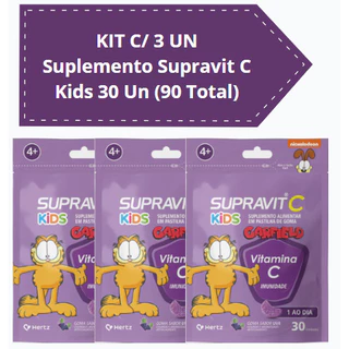 KIT C/ 3 UN Supravit C Kids Vitamina C Sabor UVA