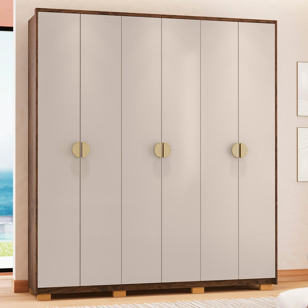 Guarda Roupa Casal 203cm Com 6 Portas Noronha Imbuia/Fendi - Vila