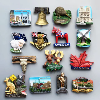Ímãs De Geladeira Canadá Irlandês Alemão Hollywood Suécia Holandês Salzburg Australi Ímã Adesivo Lembrança De Viagem Mun