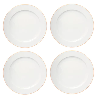Jogo de Pratos de Porcelana Rasos Royal Branco Fio de Ouro 27cm 4 peças - Hauskraft em Oferta na Shopee