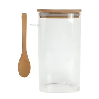Pote Quadrado de Vidro com Tampa e Colher 420ml VD9981 - Yoss