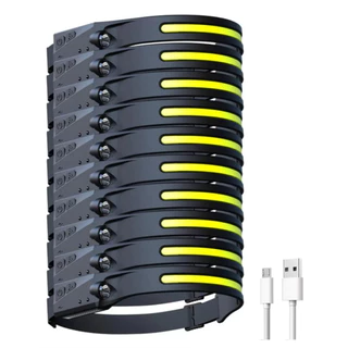 Kit 10 Lanternas de Cabeça Recarregável Led Alta Potência Prova D'água Para Construção e Vigilância
