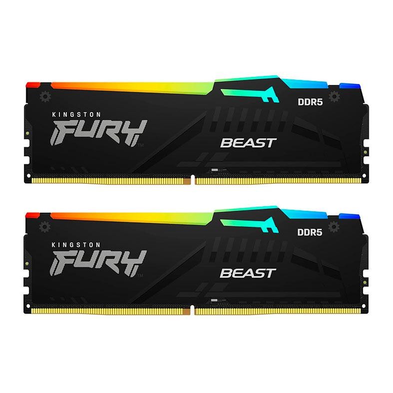 Memoria Kingston Fury Beast, RGB, 16GB (2x8GB), DDR5, 6000MHz, C36, Preto, KF560C36BBEAK2-16